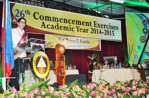 Cong Roman Romulo Delivers His Speech During The 26Th Commencement Exercises