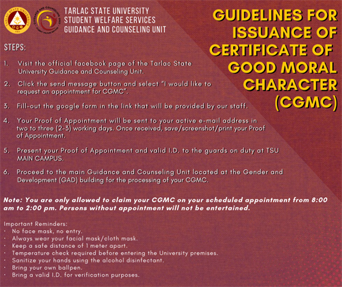 Guidelines For Issuance Of Certificate Of Good Moral Character